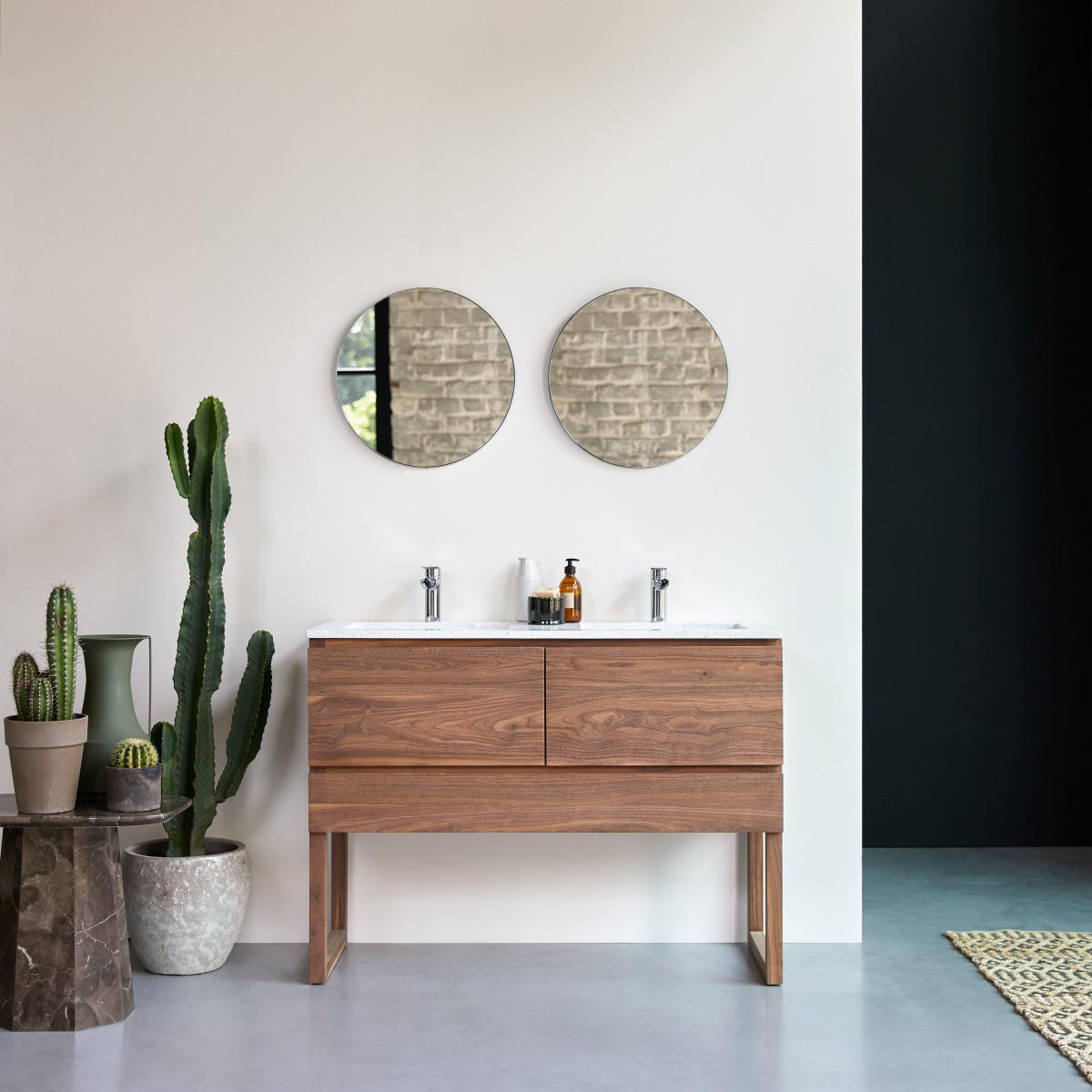 BADEZIMMERMÖBEL Edgar Beige aus Walnuss - Beige, Holz (120/90/46cm) - Tikamoon