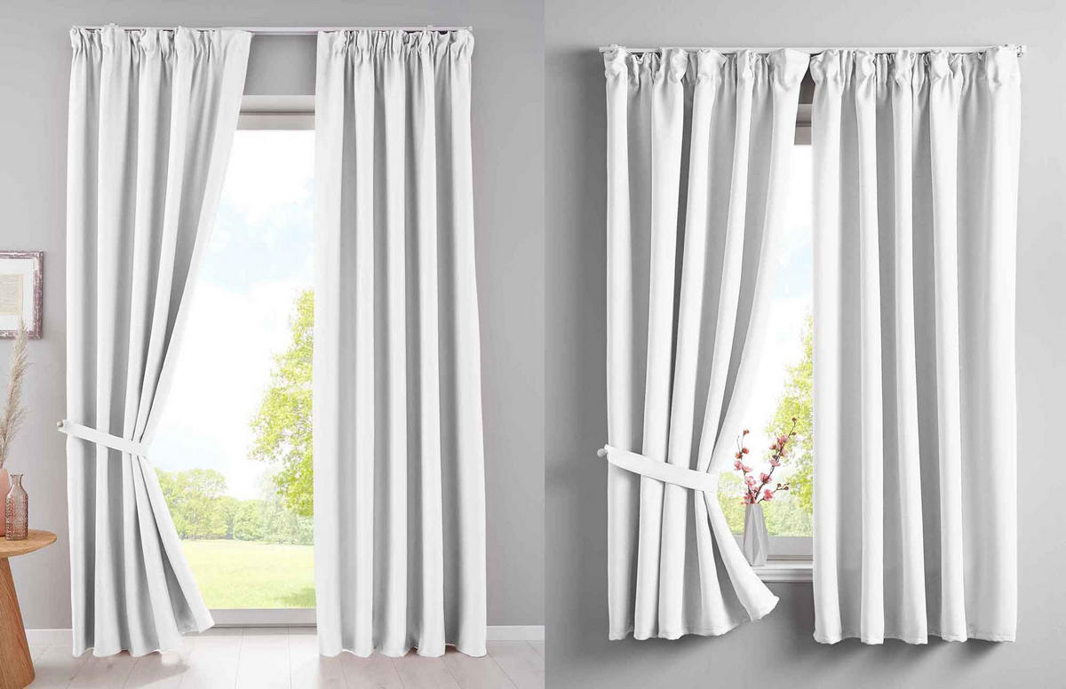 VORHANG 2ER SET NEWYORK HxB 160x140 cm Weiß - Weiß, Textil (140/160cm) - Gardinenbox