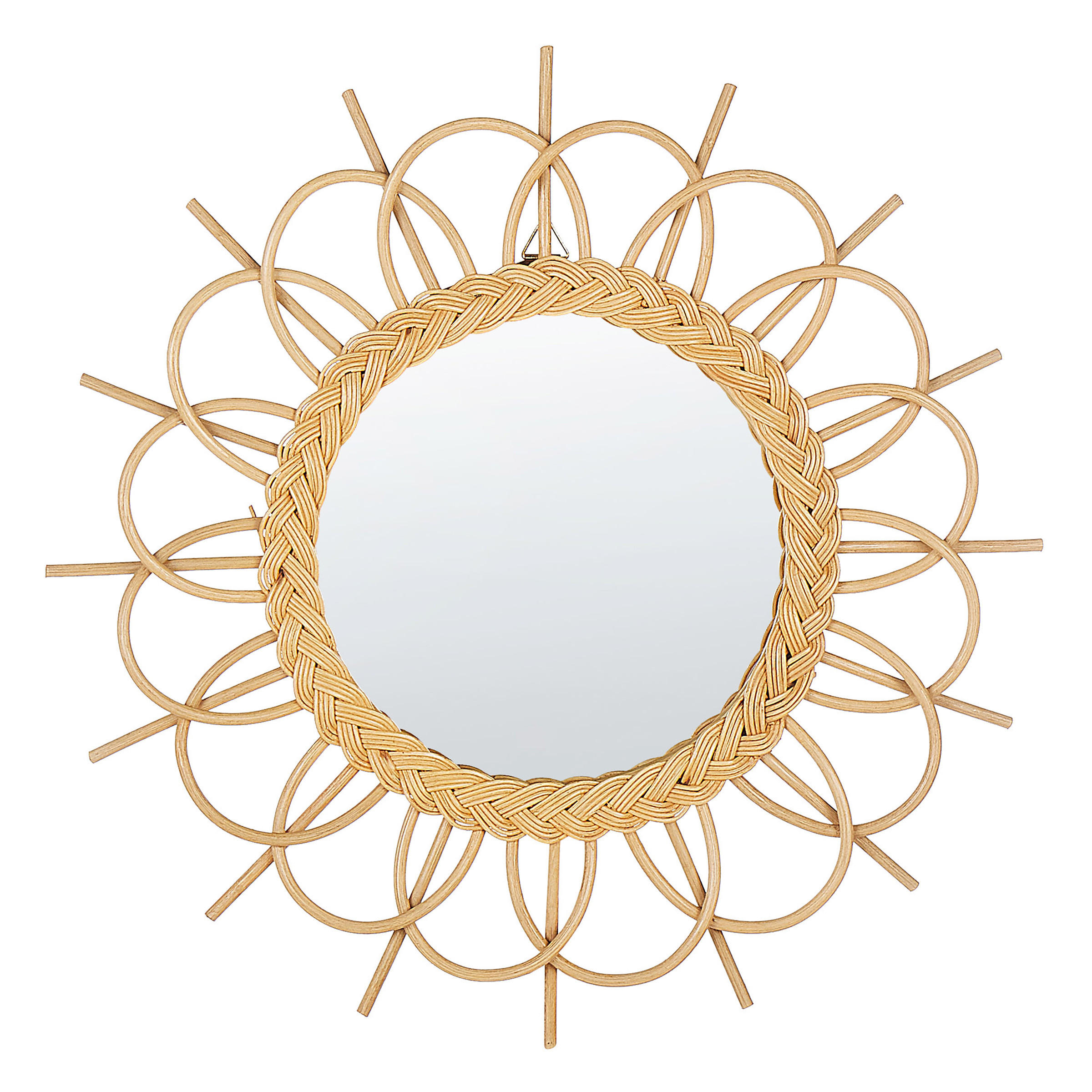 WANDSPIEGEL Rattan natürlich Sonnenform 60 cm Telakia - Beige/Naturfarben, Naturmaterialen (60/60/3cm) - Beliani