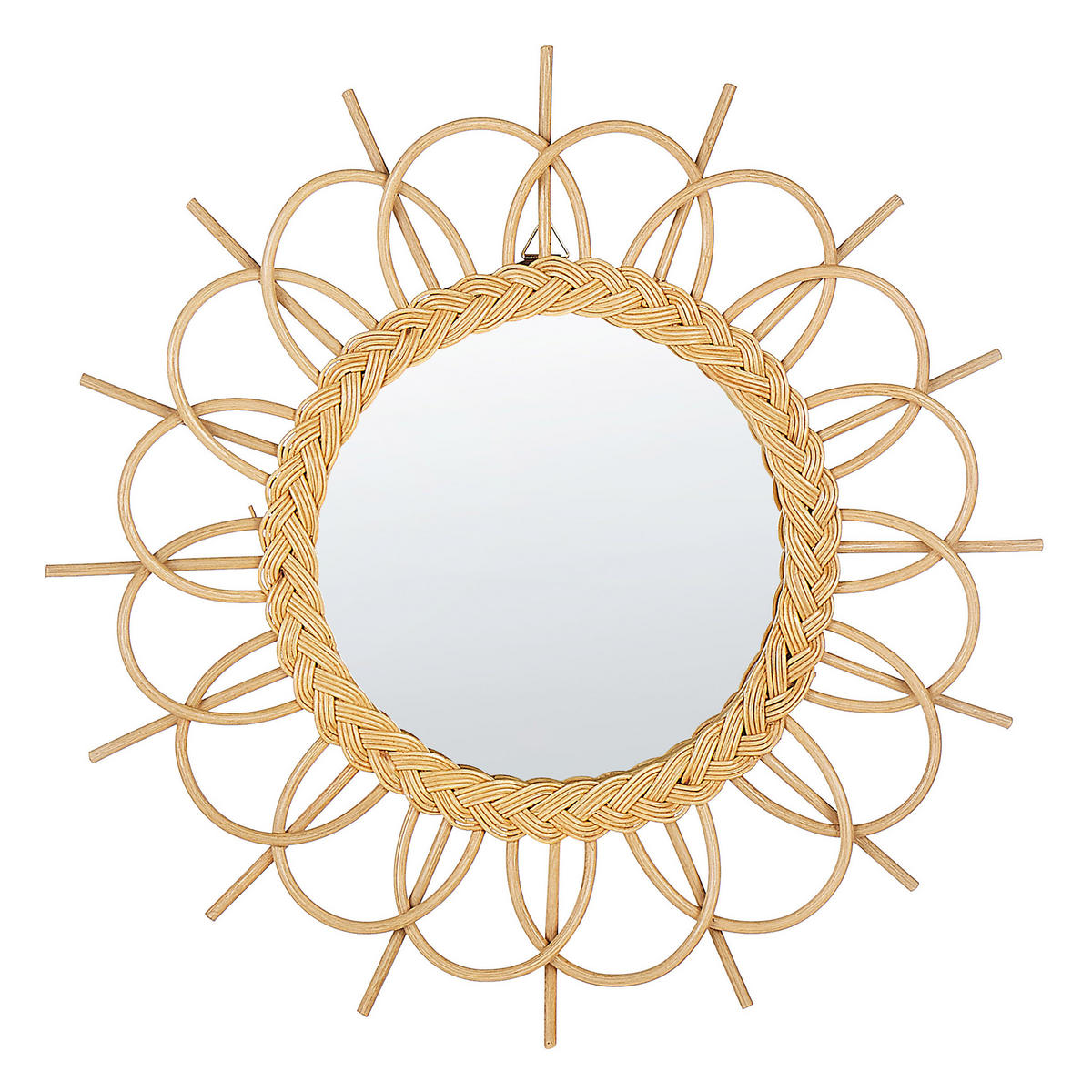 WANDSPIEGEL Rattan natürlich Sonnenform 60 cm Telakia - Beige/Naturfarben, Naturmaterialien (60/60/3cm) - Beliani