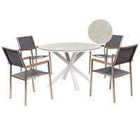 GARTENMÖBEL-SET 4-Sitzer Grau Maletto/Grosseto - Beige/Silberfarben, Metall - Beliani