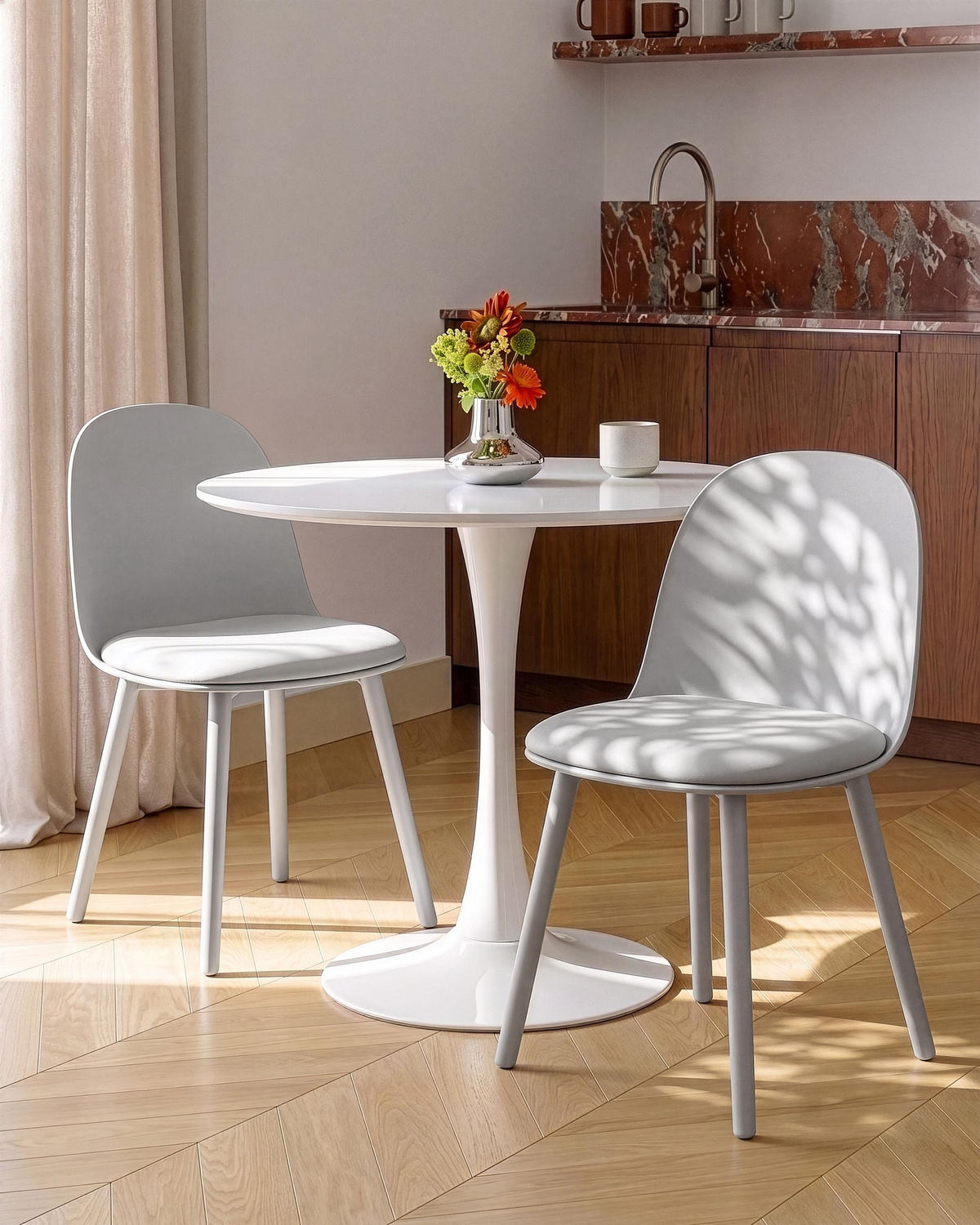 ESSZIMMERSTUHL 2er Set Kunstleder Hellgrau Ankeny - Hellgrau/Grau, Kunststoff (46/80/48cm) - Beliani