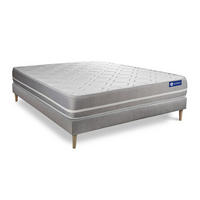 BETT Actimemo touch Memory-Schaum 200 x 200 cm h1 - Kit Bettgestell Grau - Beige/Grau, Karton/Holz (200/200cm) - ACTISOM