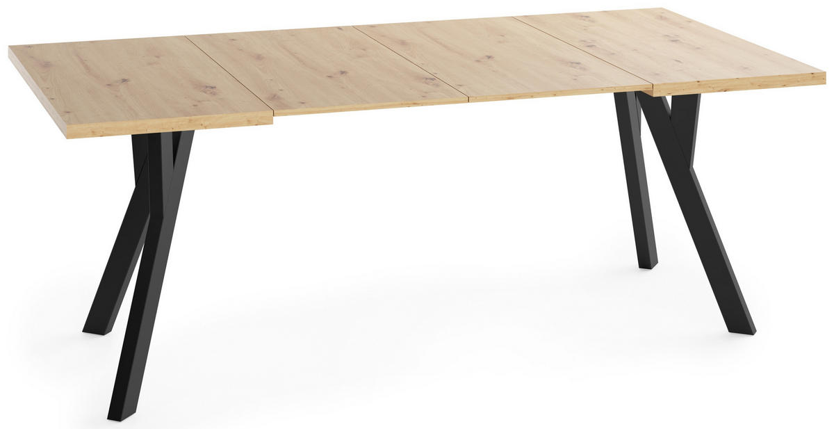 STÔL Clover Štvorcový Rozkladací s Čiernymi Bukovými Nohami – Dub Artisan – 90 x 90 / 190 cm - hnedá/čierna, drevo/kompozitné drevo (90/190/76.5cm) - WFL GROUP