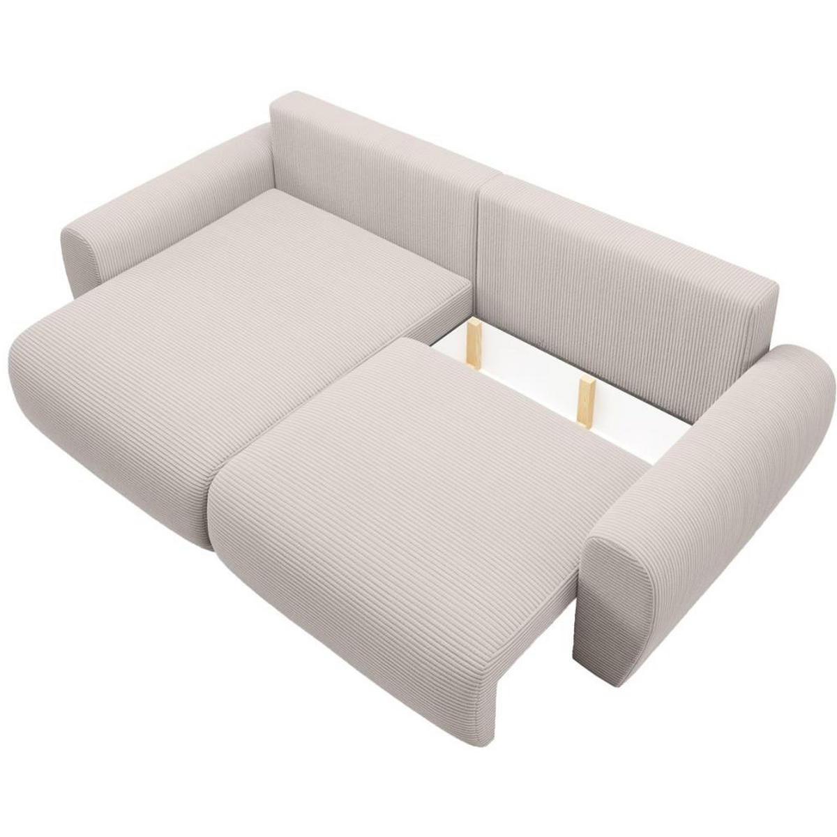 ECKSCHLAFSOFA Poss L beige links - Beige, Textil (253/153cm) - Beautysofa