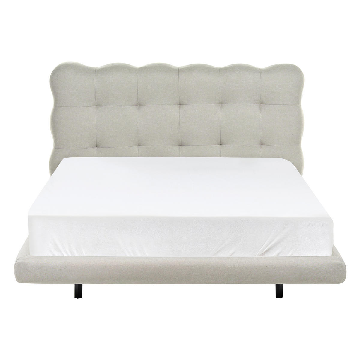 POSTELJA z letvenim dnom 140/200 blago bež Soulisse - črna/bež, tekstil (140/200cm) - Beliani