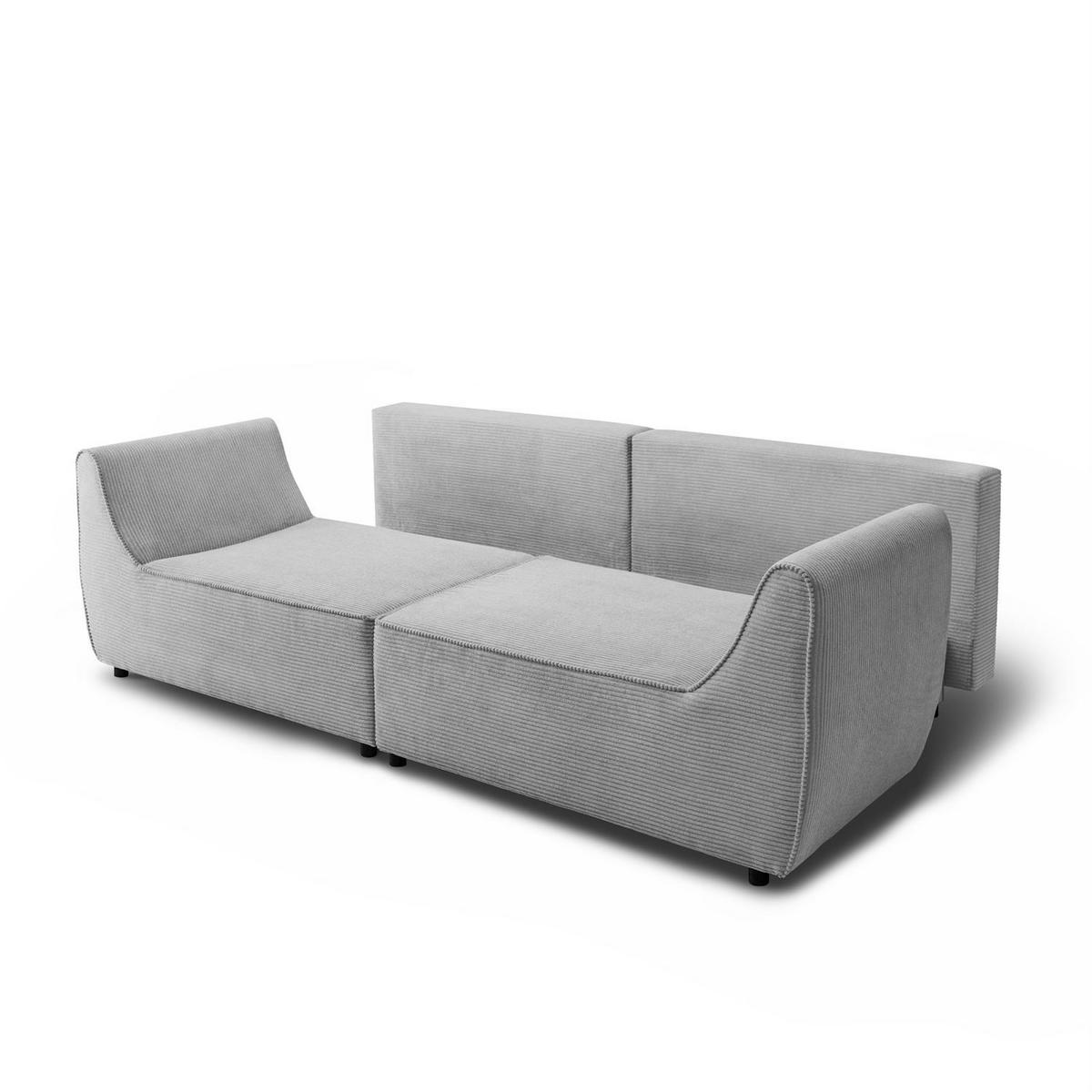 SOFA ASPEN Zweisitzer mit Schlaffunktion, Anafi 02 - Hellgrau, Textil (267/94/95cm) - Lookway
