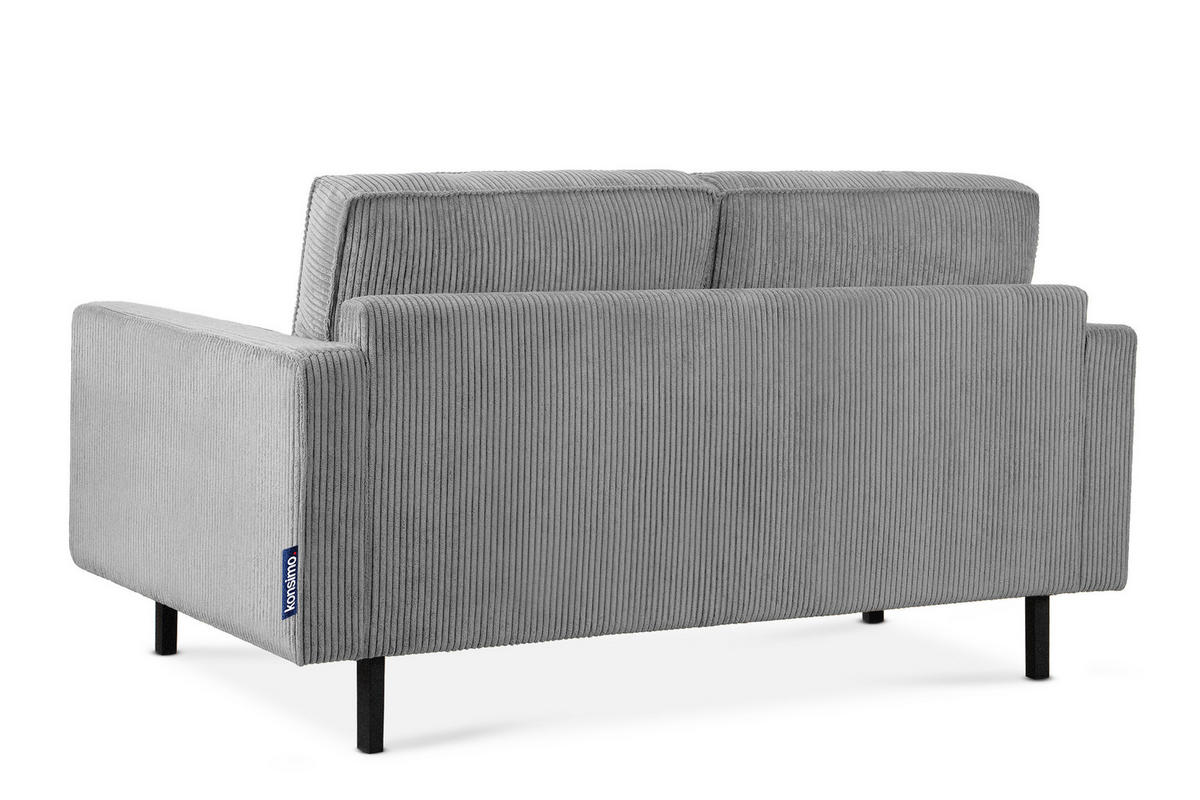 2-SITZER-SOFA INVIA Klassische-Stil mit Armlehnen, Feinkord-Stoff, Grau - Hellgrau/Schwarz, Textil (164/87/98cm) - KONSIMO®