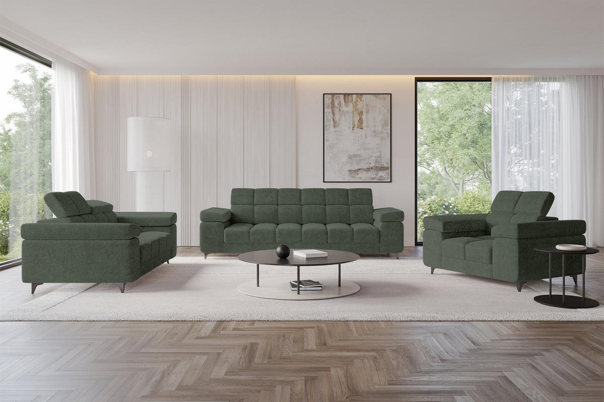 SOFA 2-Sitzer LORD-S1 194x97x90 cm Grün Chenille - Grün, Holzwerkstoff/Textil (194/90/97cm) - ALTDECOR