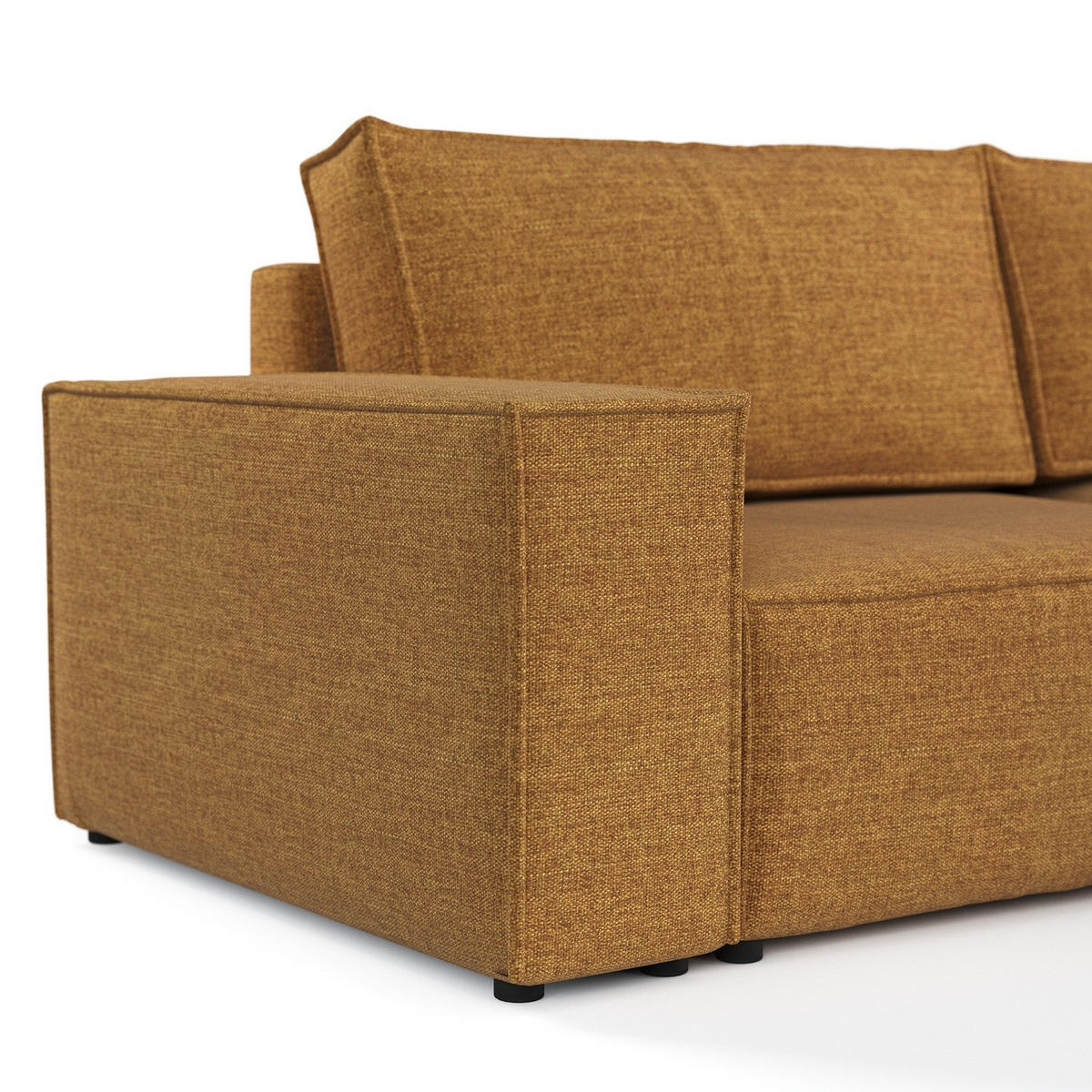 ROHOVÁ SEDAČKA CAVO, textil, Medově žlutá - černá/med, dřevo/kompozitní dřevo (255/148cm) - AltaBeds