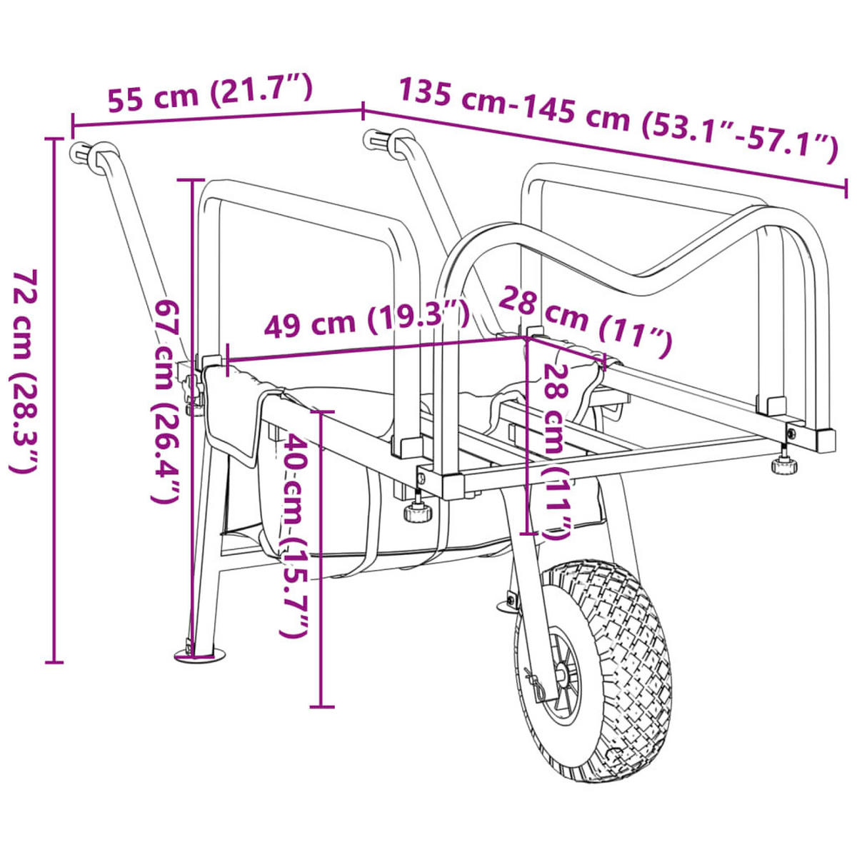 ANGELWAGEN Grün Mit Rad Pulverbeschichteter Stahl - Grün, Metall (55/72/145cm) - vidaXL