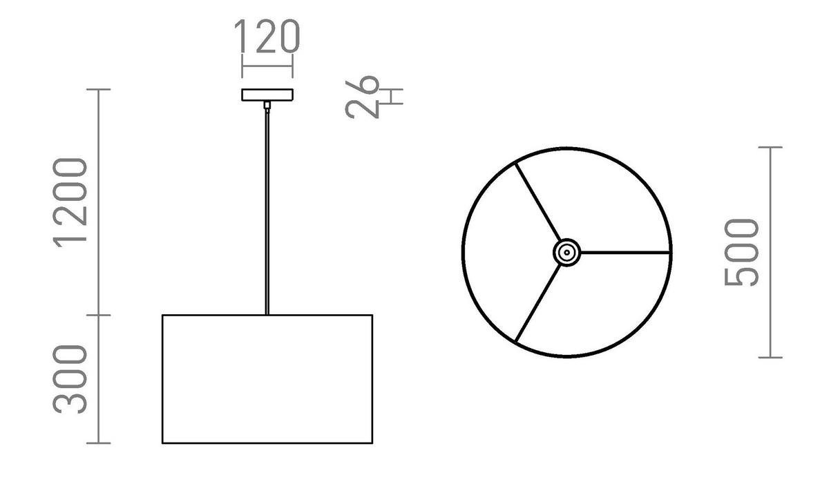 PENDELLEUCHTE FANCY 50/30 Rauchfolie 15 W - Grau, Metall (30/30/120cm) - Rendl