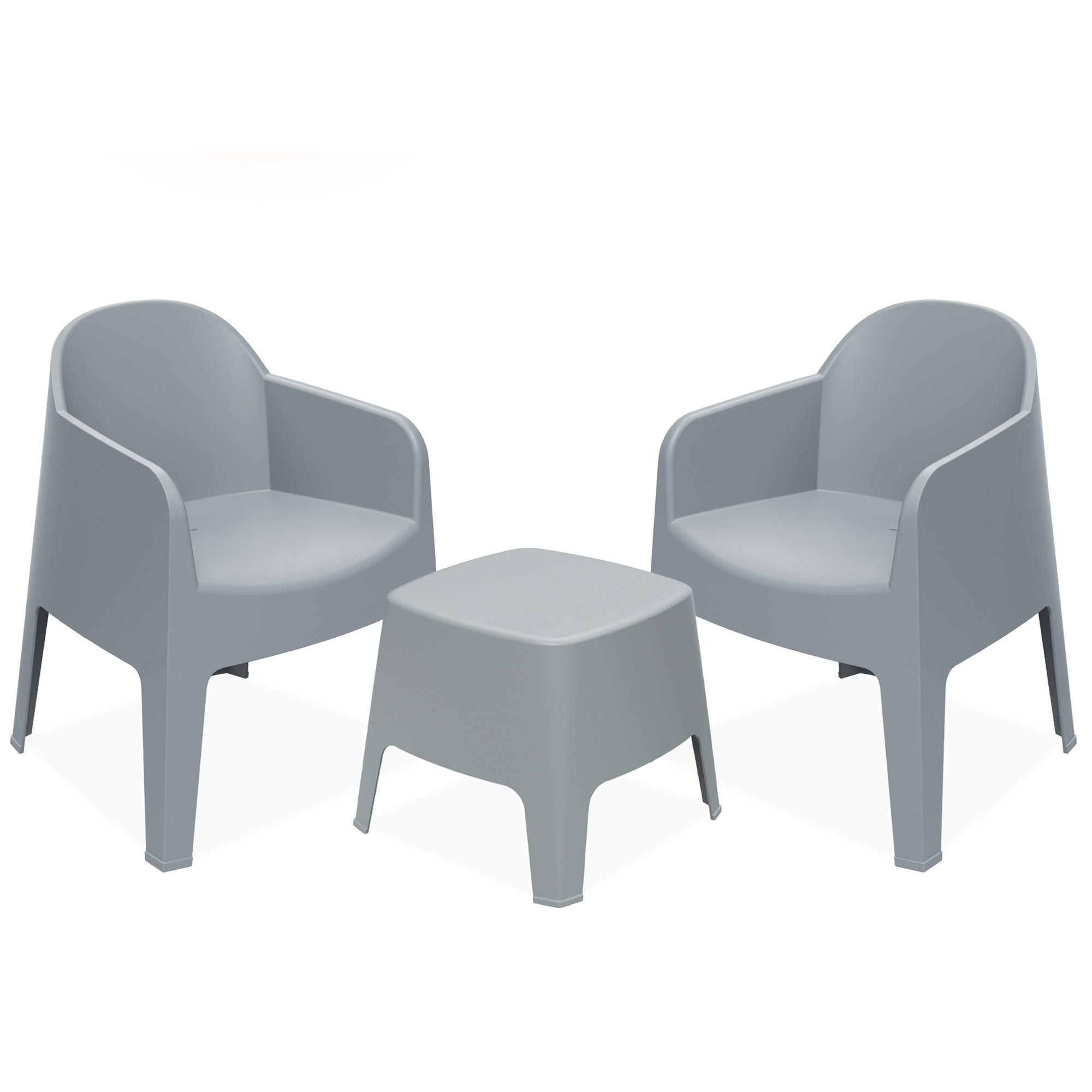 GARTENMÖBEL-SET MALUS, 3-tlg - Grau, Kunststoff - KONSIMO®