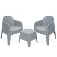 GARTENMÖBEL-SET MALUS, 3-tlg - Grau, Kunststoff - KONSIMO®