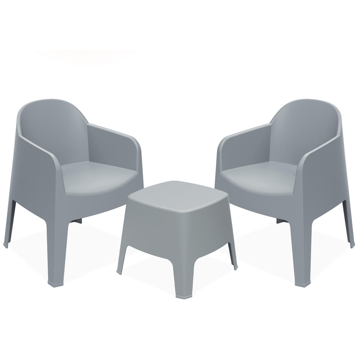 GARTENMÖBEL-SET MALUS, 3-tlg - Grau, Kunststoff - KONSIMO®