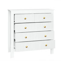 SIDEBOARD mit 5 Schubladen 80,5/39,5/79 cm in Weiß mit goldfarbenen Griffen - Weiß, Holzwerkstoff (79/80.5/39.5cm) - BEAOK