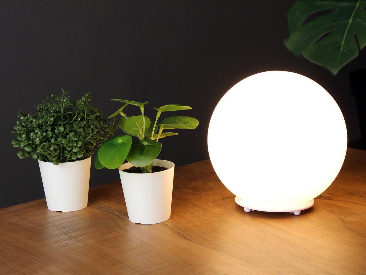 LED-TISCHLEUCHTE Glaskugel Lampenschirm, Ø20cm - Weiß, Glas/Metall (20/20/21cm) - meineWunschleuchte