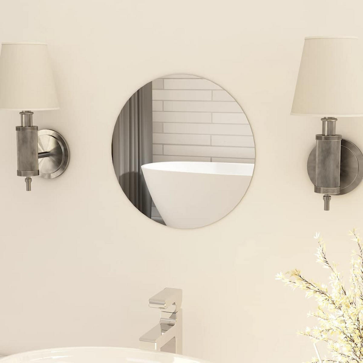 RAHMENLOSER Spiegel Rund 30 cm Glas - Silberfarben, Glas (30/30/30cm) - furnicato