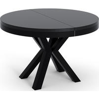 ESSTISCH Clara runder ausziehbarer, Schwarz 120-200/120/76 cm - Schwarz, Holzwerkstoff/Metall (120/120/76cm) - WFL GROUP