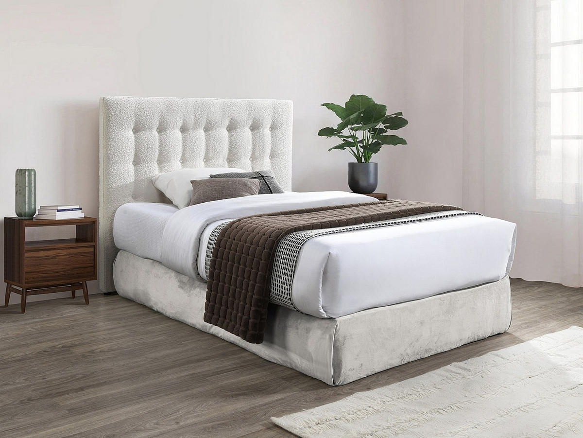 BETTKOPFTEIL - 2 -Sitzer - Polyester - weiß - FRANCESCO - Weiß, Textil (164.5/125/9.5cm) - Vente-Unique