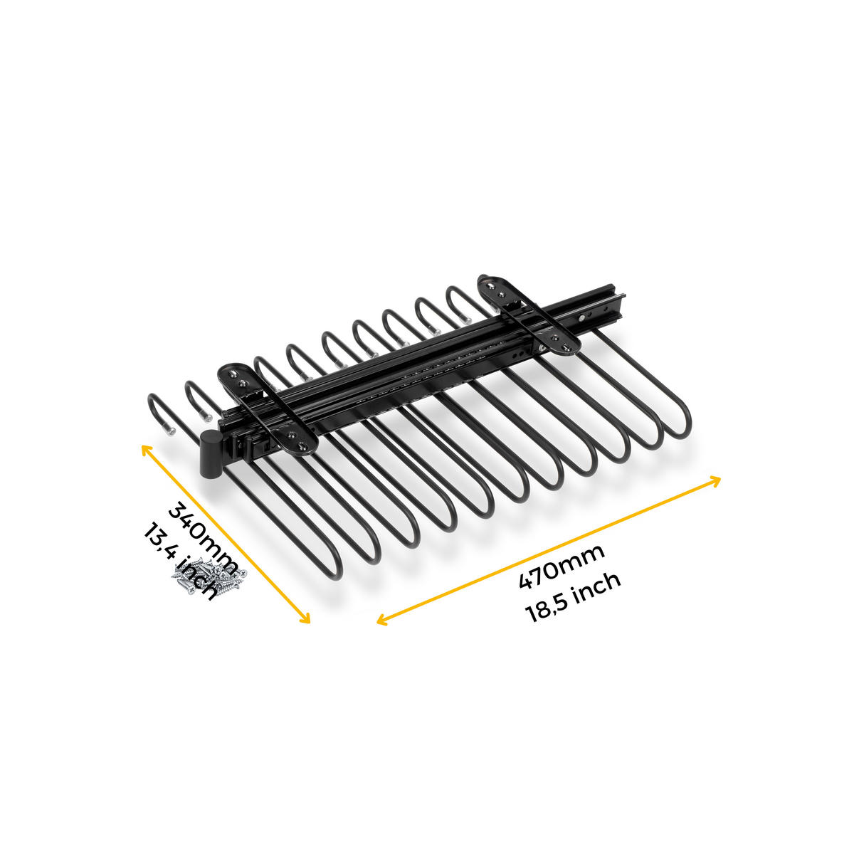 HOSENBÜGEL Ausziehbarer, Schwarz, Stahl - Schwarz, Metall (11/34/48cm) - EMUCA