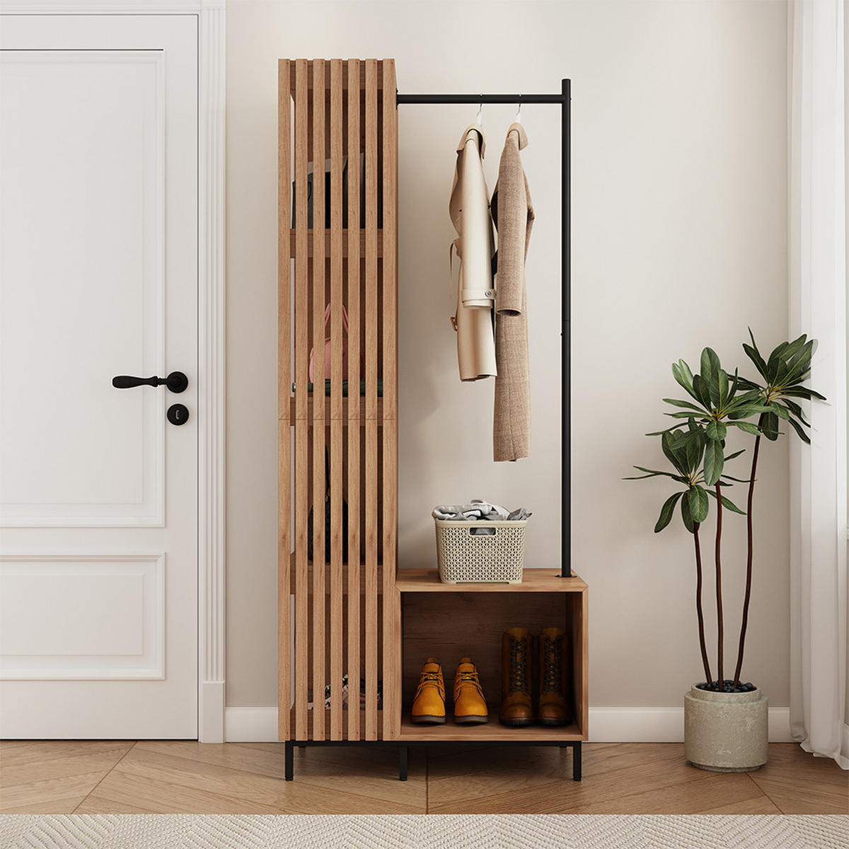 GARDEROBE Zinto dąb kraft złoty 80 x 187 cm mit 5 Ablagefächern - Honigeiche, Holzwerkstoff (80/187/45cm) - Vicco