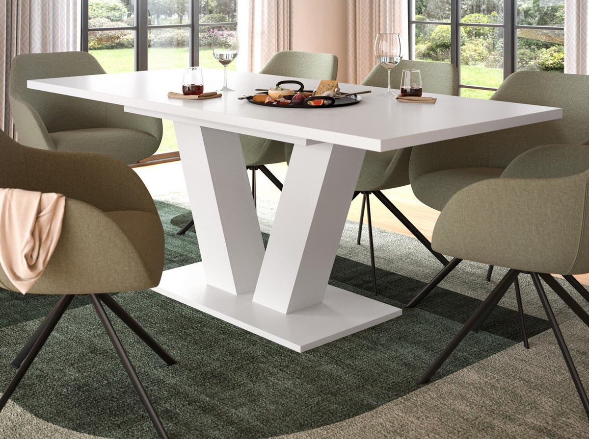 ESSTISCH weiß, Küchentisch ausziehbar 150 - 190 cm - Weiß, Holzwerkstoff/Metall (150/90/76cm) - Inn.Furn