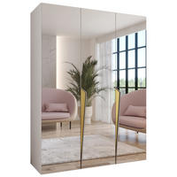 DREHTÜRENSCHRANK 202/150/52 3-türig - Goldfarben/Weiß, Holz/Metall (150/202/52cm) - Abiks Möbel