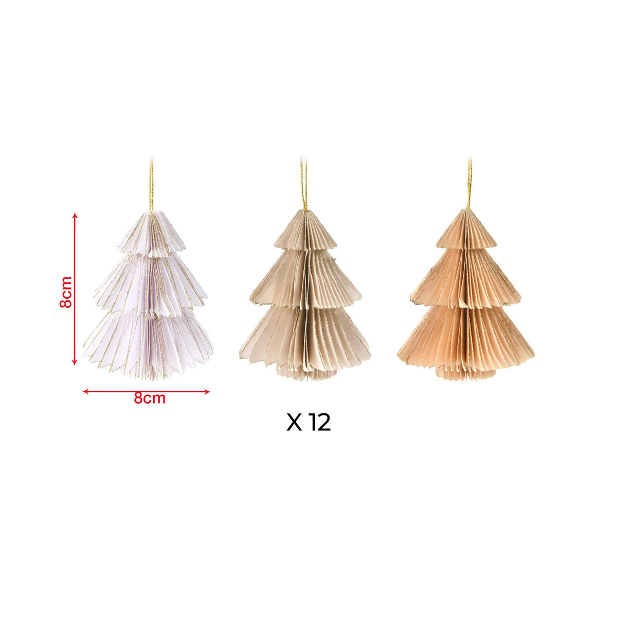 CHRISTBAUMSCHMUCK 12er SET, Mehrfarbig - Multicolor, Papier (8/8/8cm) - Mobili Rebecca