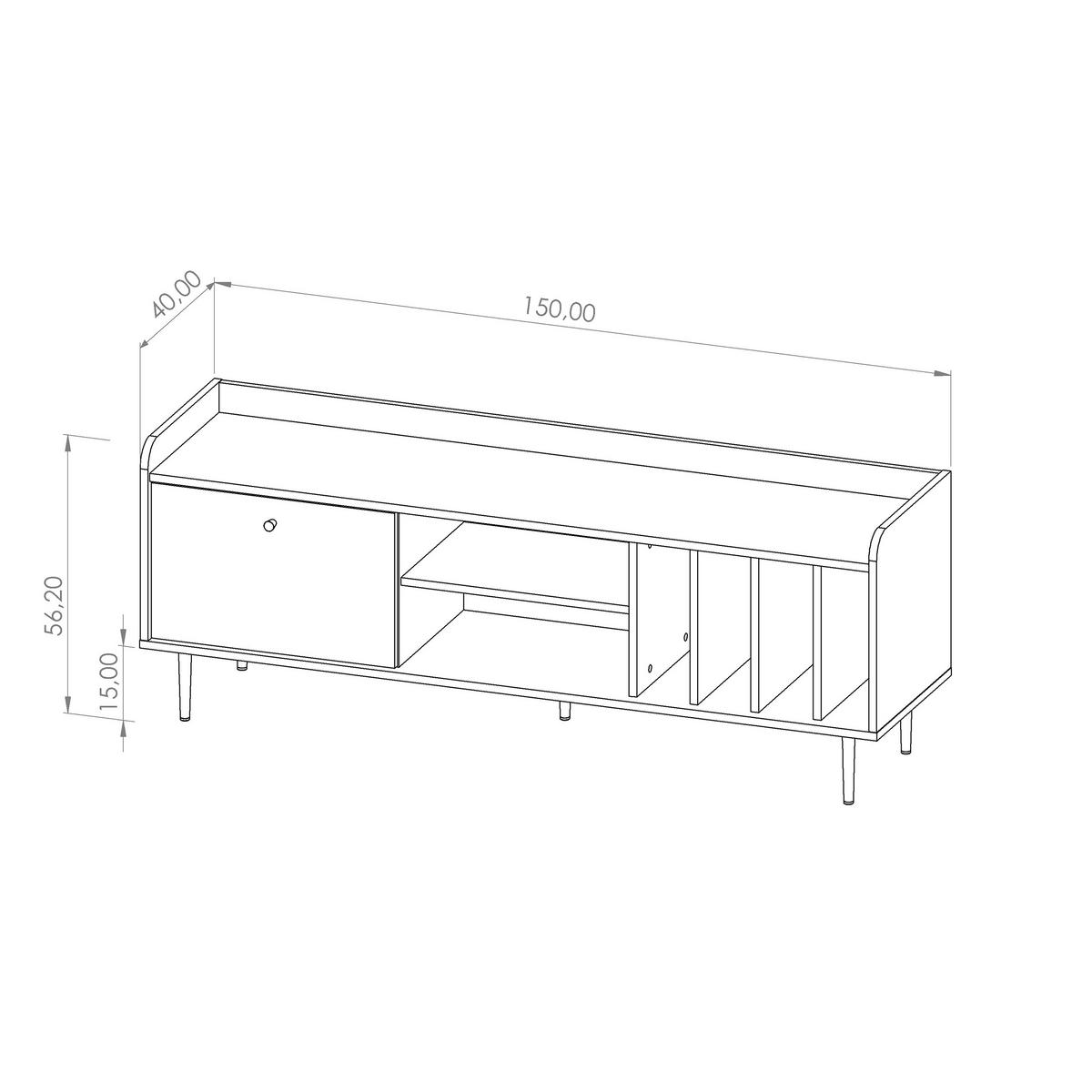 LOWBOARD Vasilia mit 1 Tür und 5 Einlegeböden, Brandy Castello - Eichefarben, Holzwerkstoff (150/56/40cm) - Beautysofa