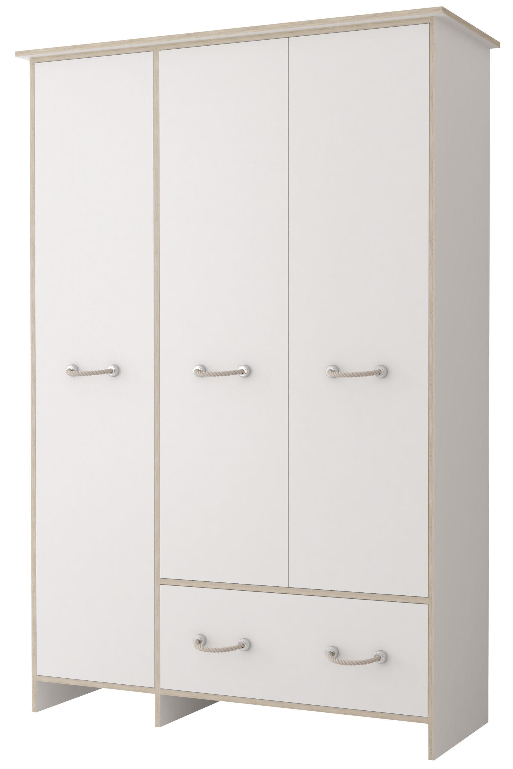 JUGENDZIMMER Solani in Weiß mit Sonoma Eiche 5 teilig mit Seilgriffen – Kinderzimmer Komplettset - Weiß, Holzwerkstoff (80/200/120cm)