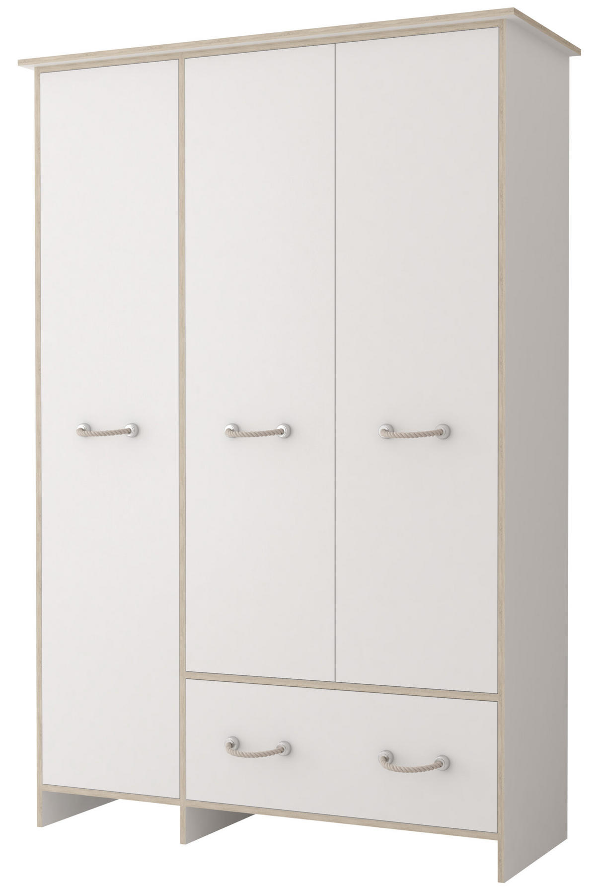 JUGENDZIMMER Solani in Weiß mit Sonoma Eiche 5 teilig mit Seilgriffen – Kinderzimmer Komplettset - Weiß, Holzwerkstoff (80/200/120cm)