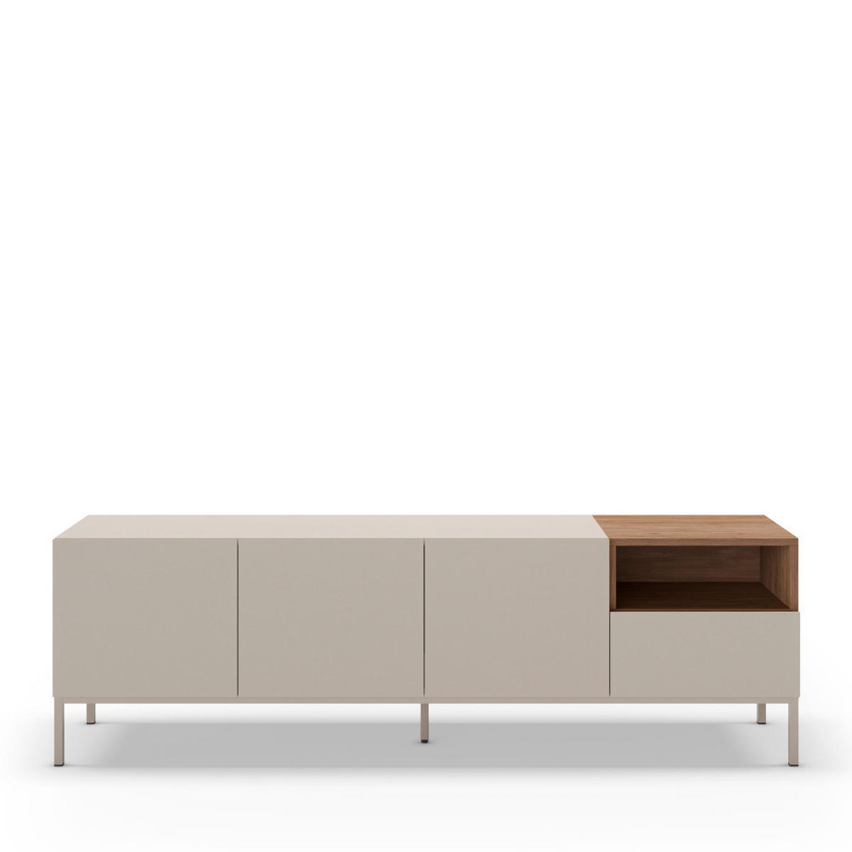 TV-MÖBEL - TV-Möbel mit 3 Türen und 1 Schublade aus Holz und Metall, L180cm - Beige - Beige, Holz (180/55/42cm) - Drawer