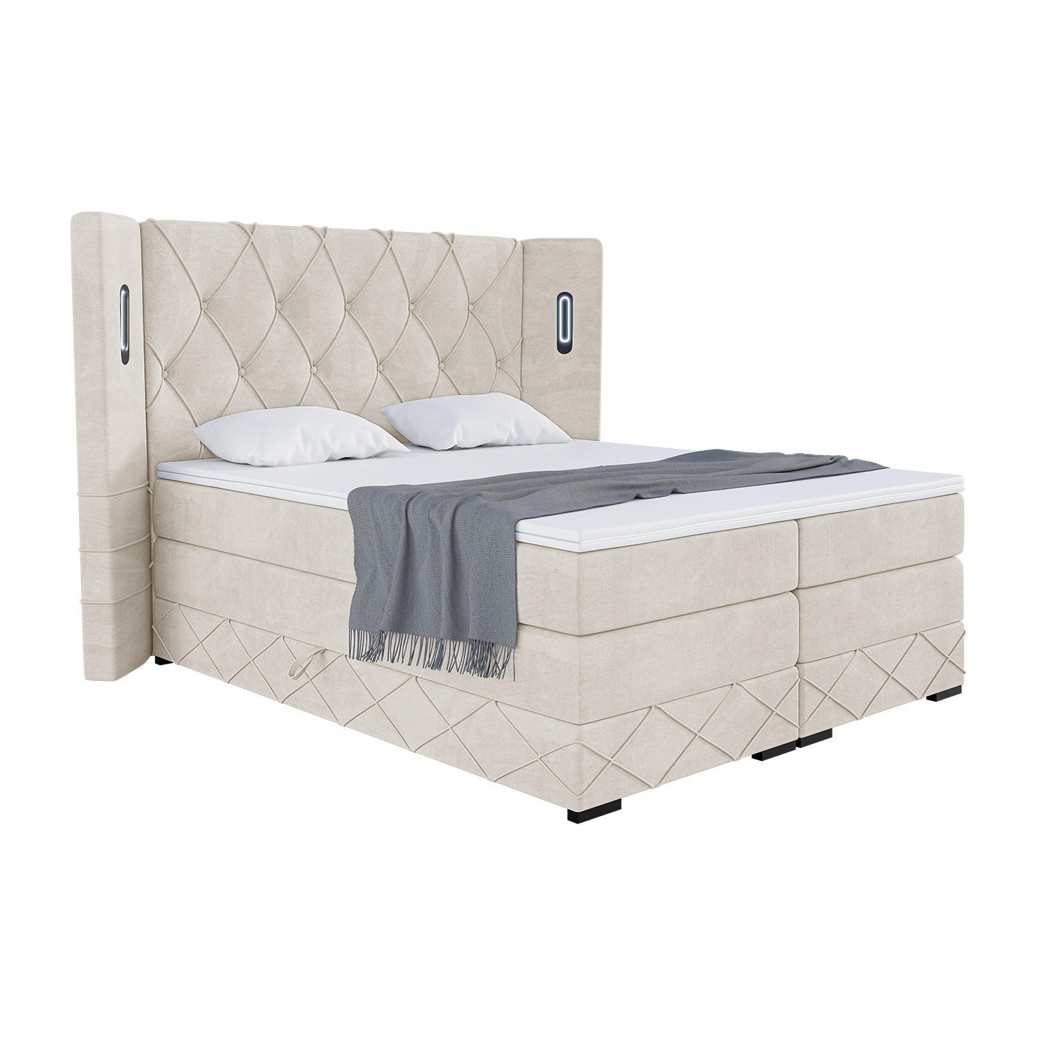 Meblini Boxspringbett Creme 180x200 cm