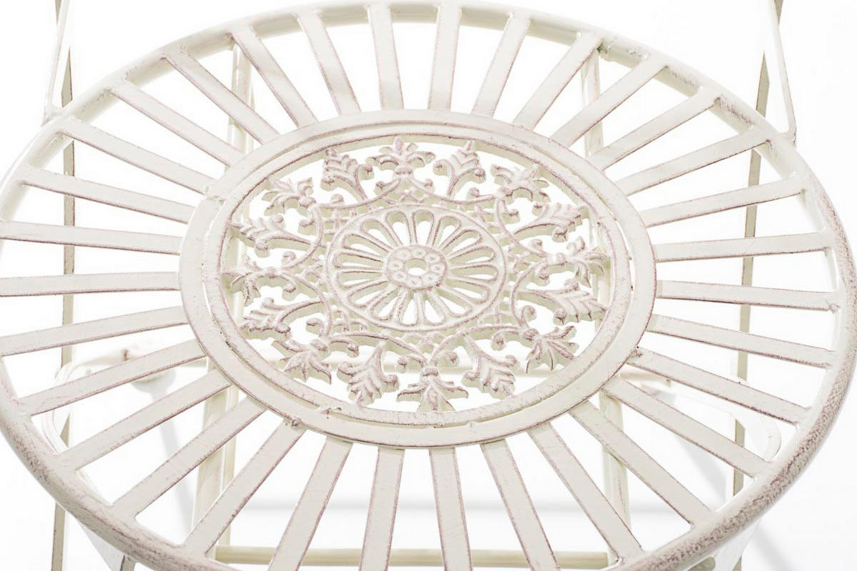 GARTENKLAPPSTUHL 2er Set Metall antik-creme - Creme, Metall (43/91.5/50cm) - CLP