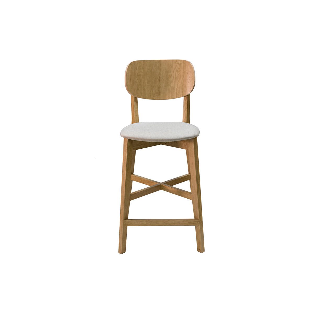 BARHOCKER Helles Holz Beiger Stoff H65 cm 2er-Set LUCIA - Beige, Holz (54/102/43cm) - Miliboo