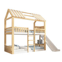 ETAGENBETT mit Regal und Rutsche 90x200 cm Weiß/Natur - Weiß, Holzwerkstoff (90/200cm) - Beauniv