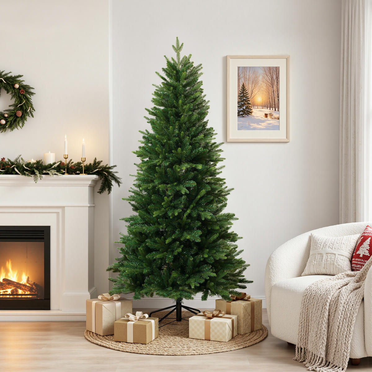KÜNSTLICHER Weihnachtsbaum 186 cm mit 1.399 PE/PVC-Spitzen - Grün, Kunststoff (92/186cm) - Hometopia