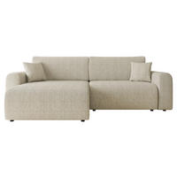 ECKSOFA Floryn L Cord - Schwarz/Naturfarben, Holz/Kunststoff (245/145cm) - MIRJAN24