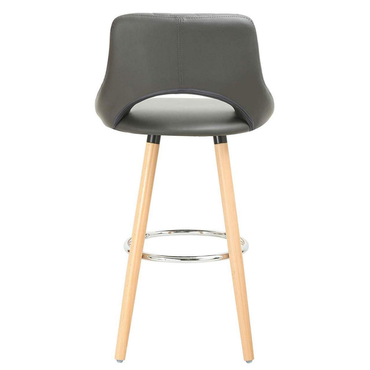 BARHOCKER aus Kunstleder, Holzgestell, Grau - Buchefarben/Grau, Holz/Textil (43/91/43cm) - Woltu
