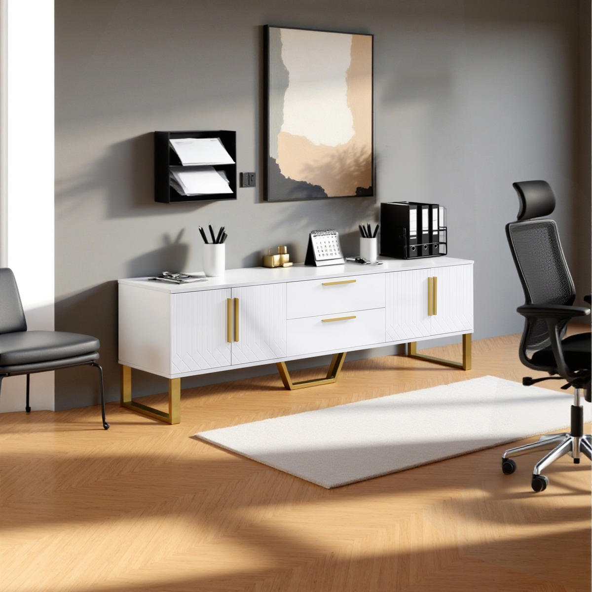 LOWBOARD Weiß 170/40/53.5 cm - Weiß, Holzwerkstoff (40/53.5/170cm) - Urban Meuble