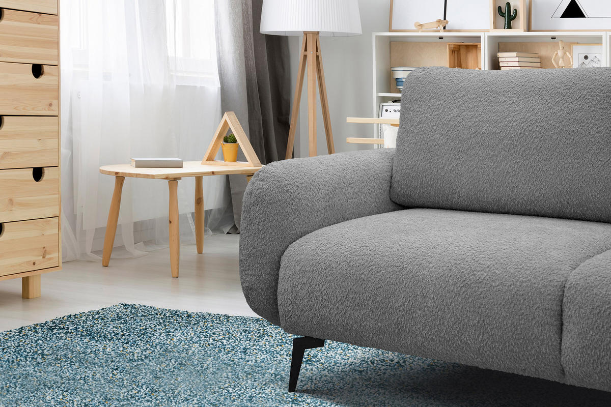 SOFA FEBE 3-Sitzer, grau - Schwarz/Grau, Holz/Textil (190/82/96cm) - Courtois Laville