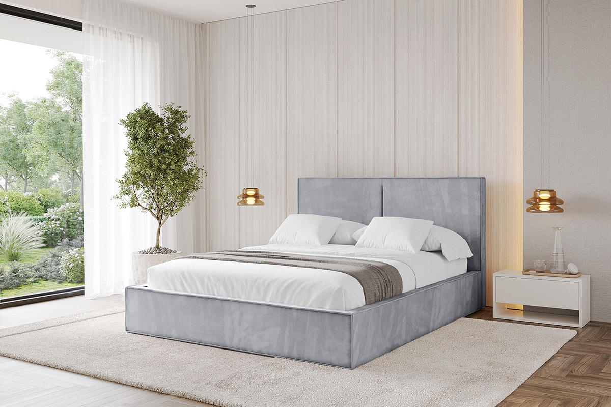 POLSTERBETT mit Bettkasten und Lattenrost, Bett mit Matratze H3/H4 - TIVON 180x200 Hellgrau - Hellgrau, Holzwerkstoff/Textil (180/200cm) - ALTDECOR