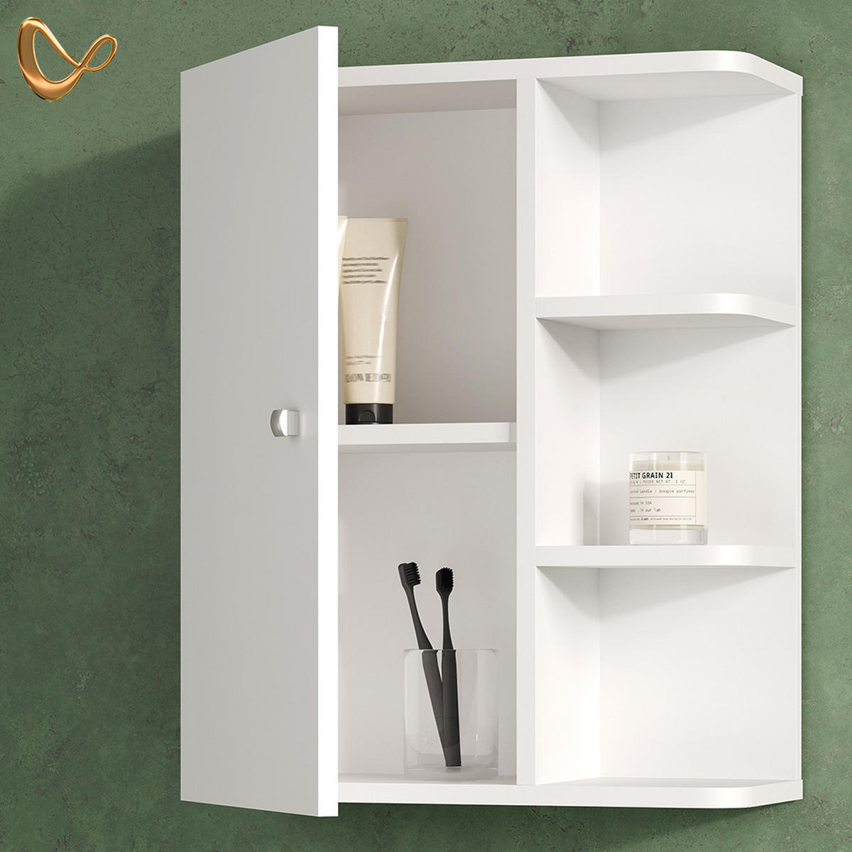 BADSCHRANK Fucino Weiß 47.2 x 59.2 cm - Weiß, Holzwerkstoff (47.2/59.2/20.8cm) - Livinity®