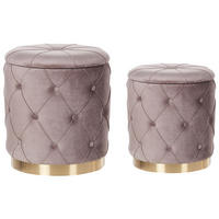 POUF 2er-Set Taupe Pueblo - Taupe/Goldfarben, Textil (33/44/33cm) - Beliani