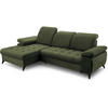ECKSCHLAFSOFA Bello dunkelgrün links - Dunkelgrün/Schwarz, Textil (265/156cm) - Beautysofa
