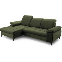 ECKSCHLAFSOFA Bello dunkelgrün links - Dunkelgrün/Schwarz, Textil (265/156cm) - Beautysofa