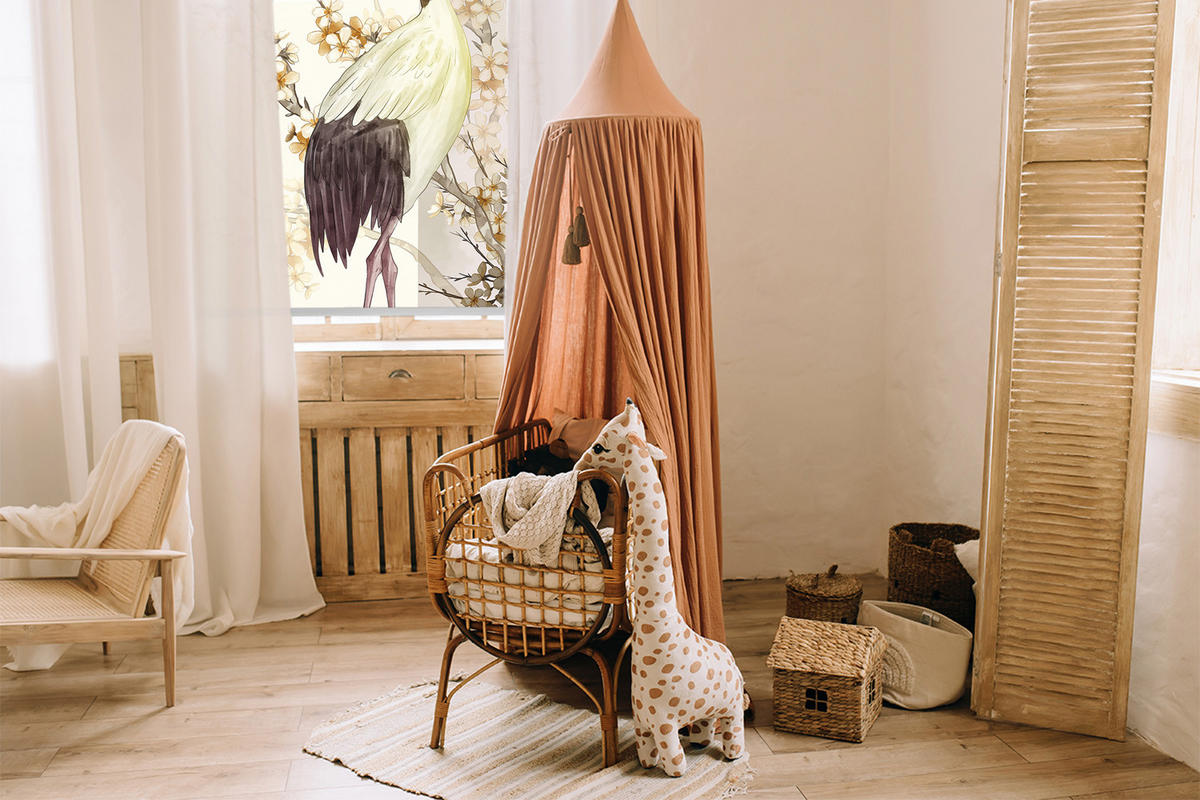 VNÚTORNÁ roleta - okenná roleta - roleta - 130x140 cm - Žeriav v kríkoch - biela, plast (130/140/0.5cm) - TULUP