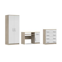 KINDERZIMMER-SET INGE V 3-teilig in Weiß+Sonoma/Weiß - Weiß/Sonoma Eiche, Holzwerkstoff (270/50/192cm) - Deine Möbel 24