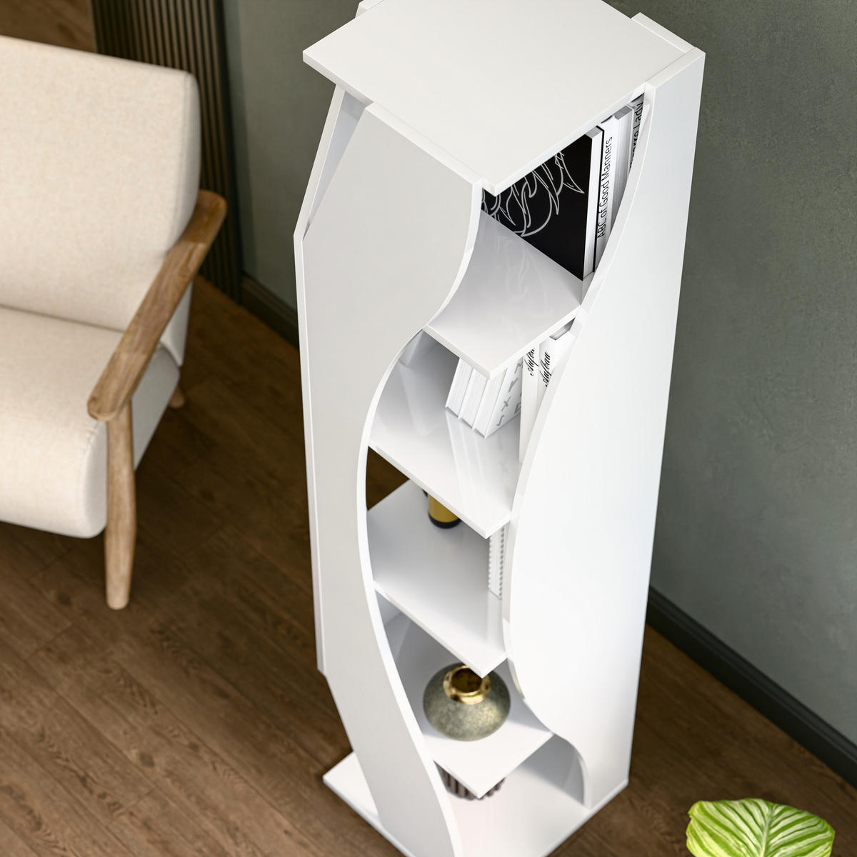 BÜCHERREGAL Reva - Weiß, Holzwerkstoff (40/180/40cm) - Decorotika